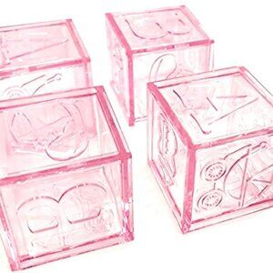 Pink Baby Shower Party Favor Decorating Baby Blocks 12 Count